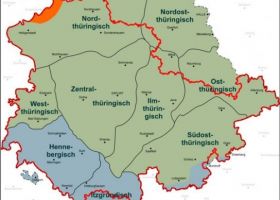 Karte der Dialekte in Thüringen