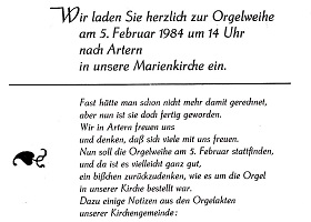 Orgelweihe 1984